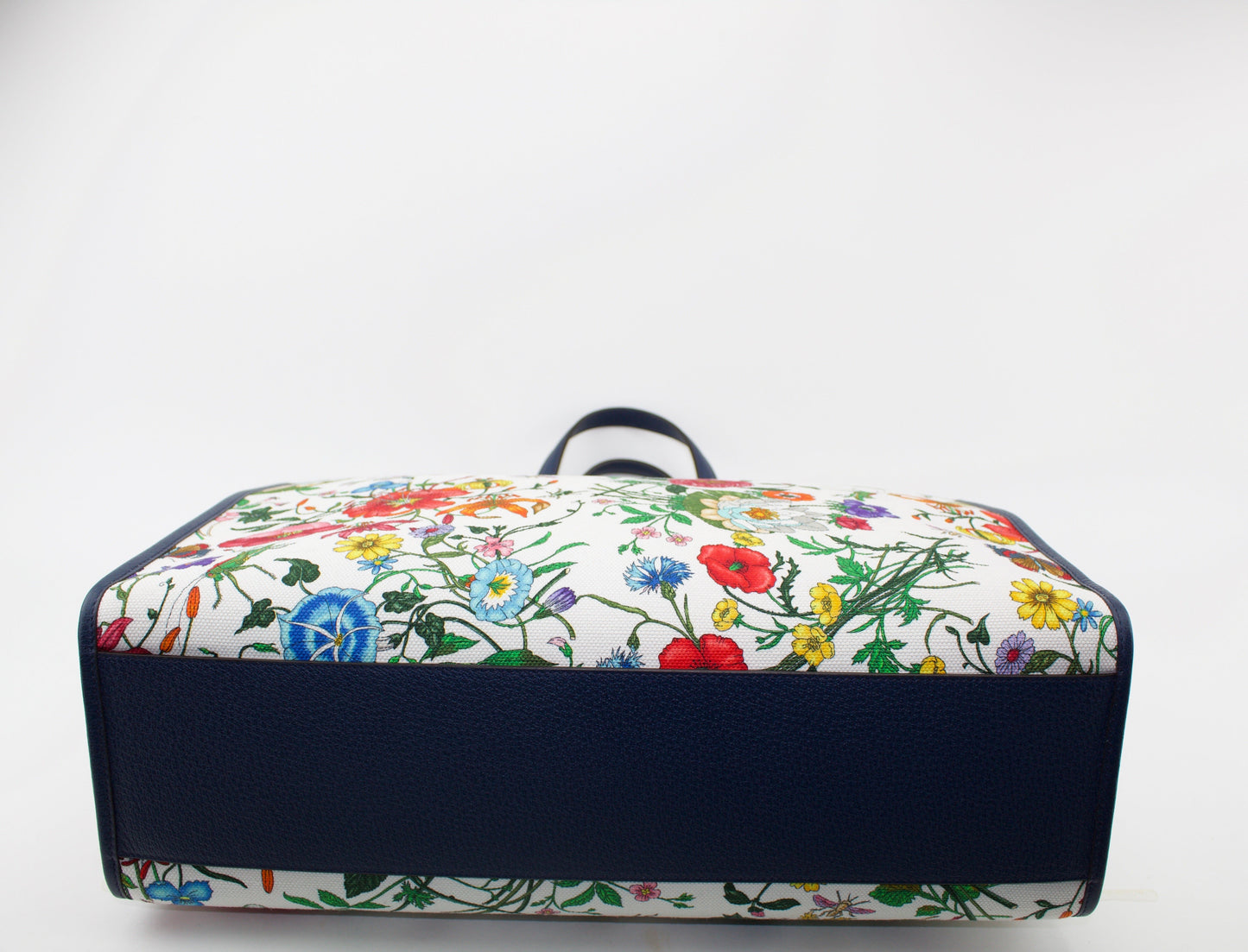 GUCCI FLORA LARGE LEATHER TRIMMED PRINTED CANVAS TOTE