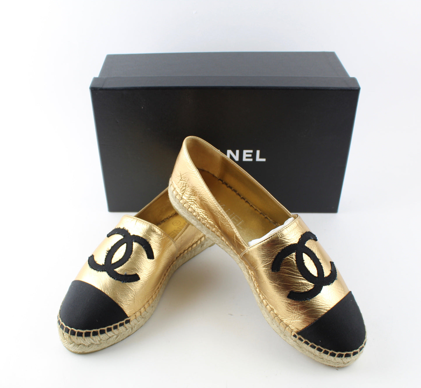 Chanel Espadrilles Gold & Black