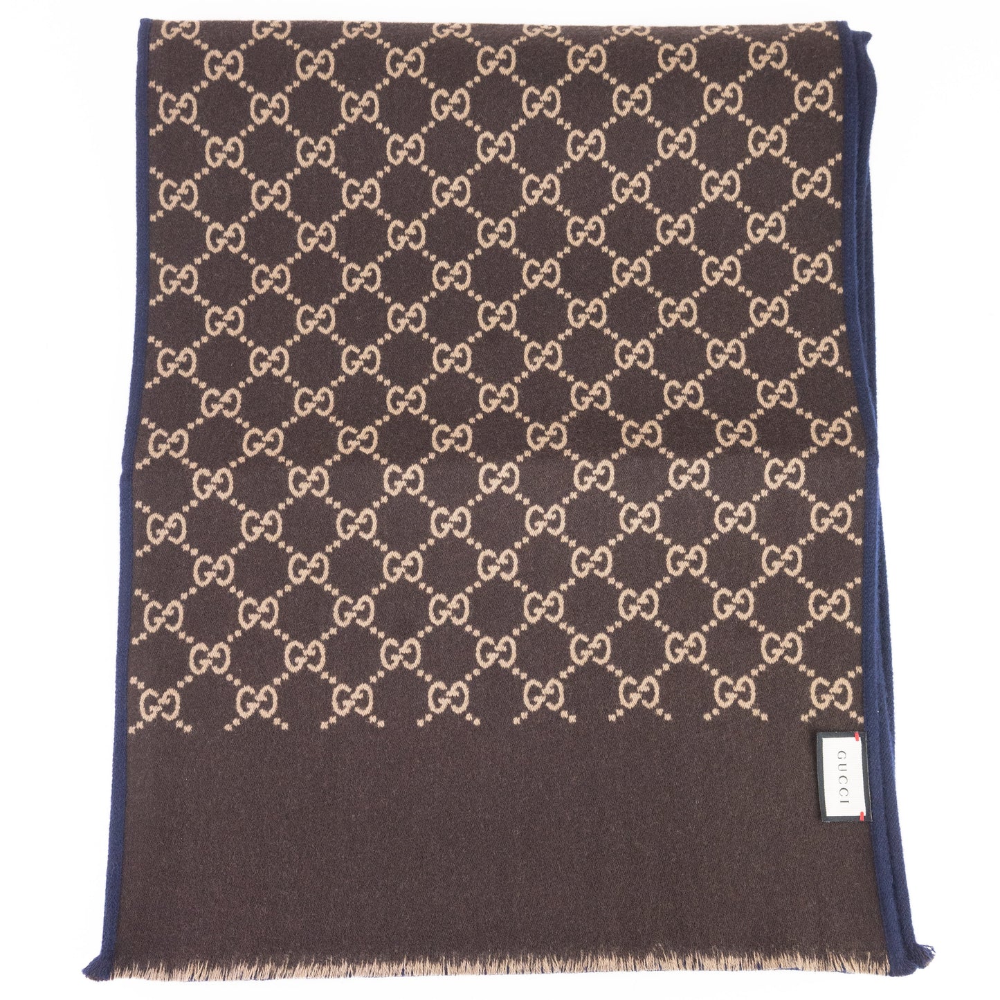 Gucci GG Monogram Wool Scarf in Brown