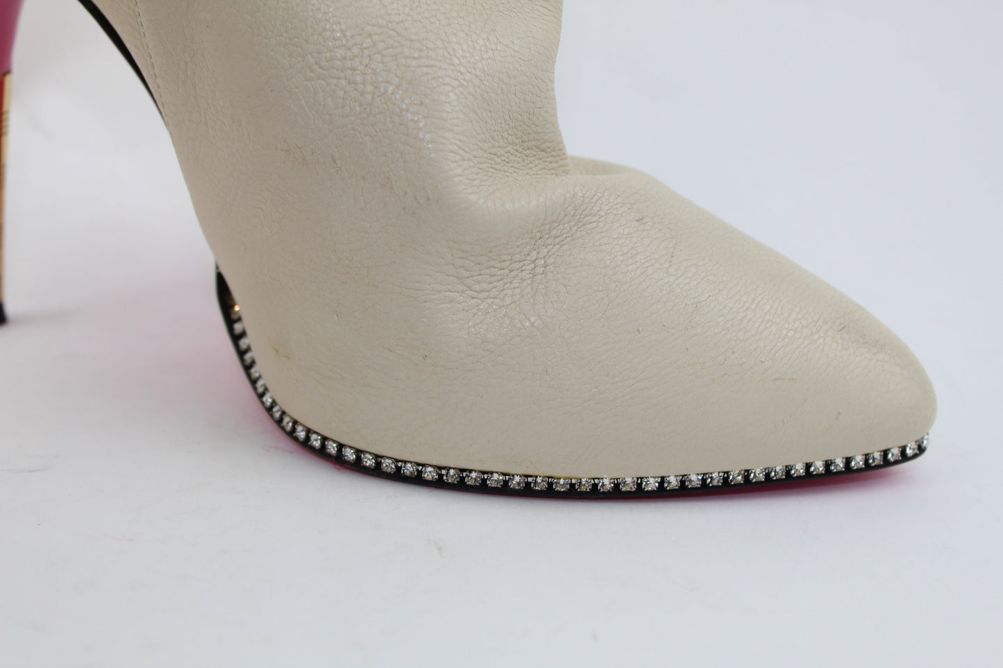 GUCCI FOSCA FLORAL-EMBROIDERED LEATHER BOOT SIZE 39