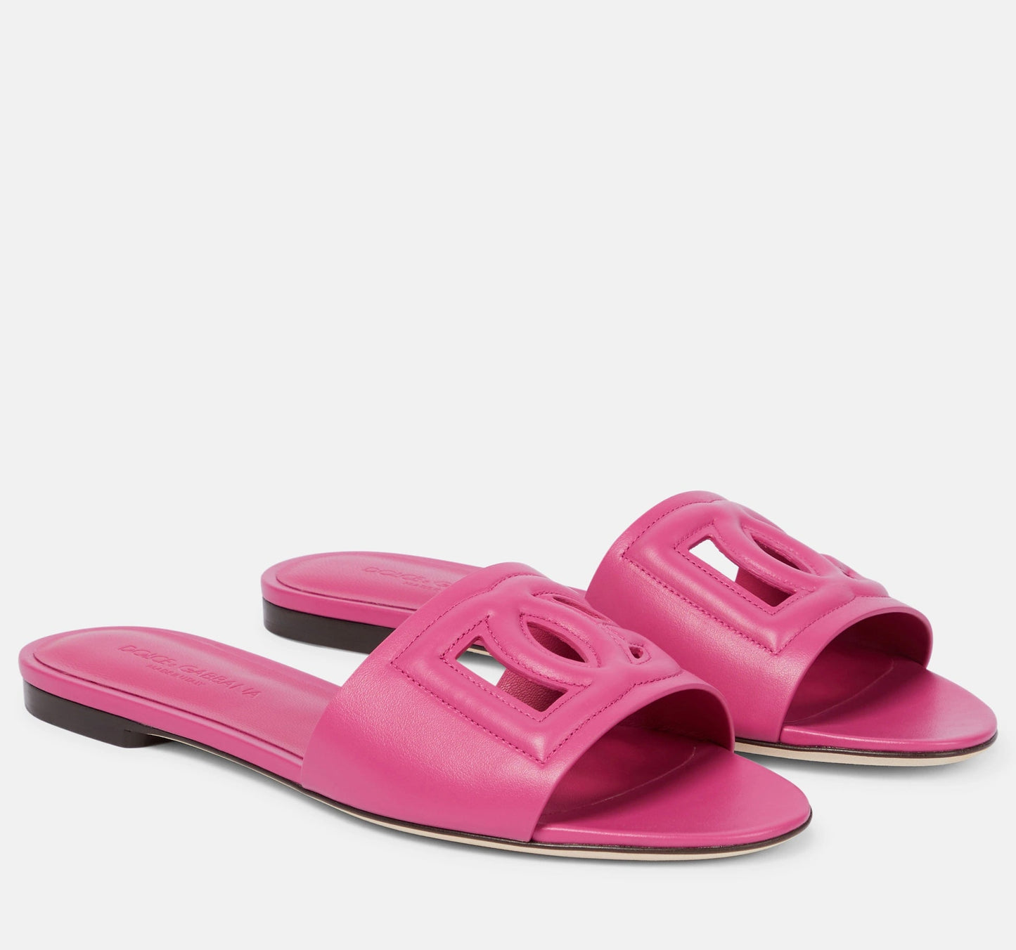 Dolce & Gabbana Leather Calfskin slides with DG Millennials logo