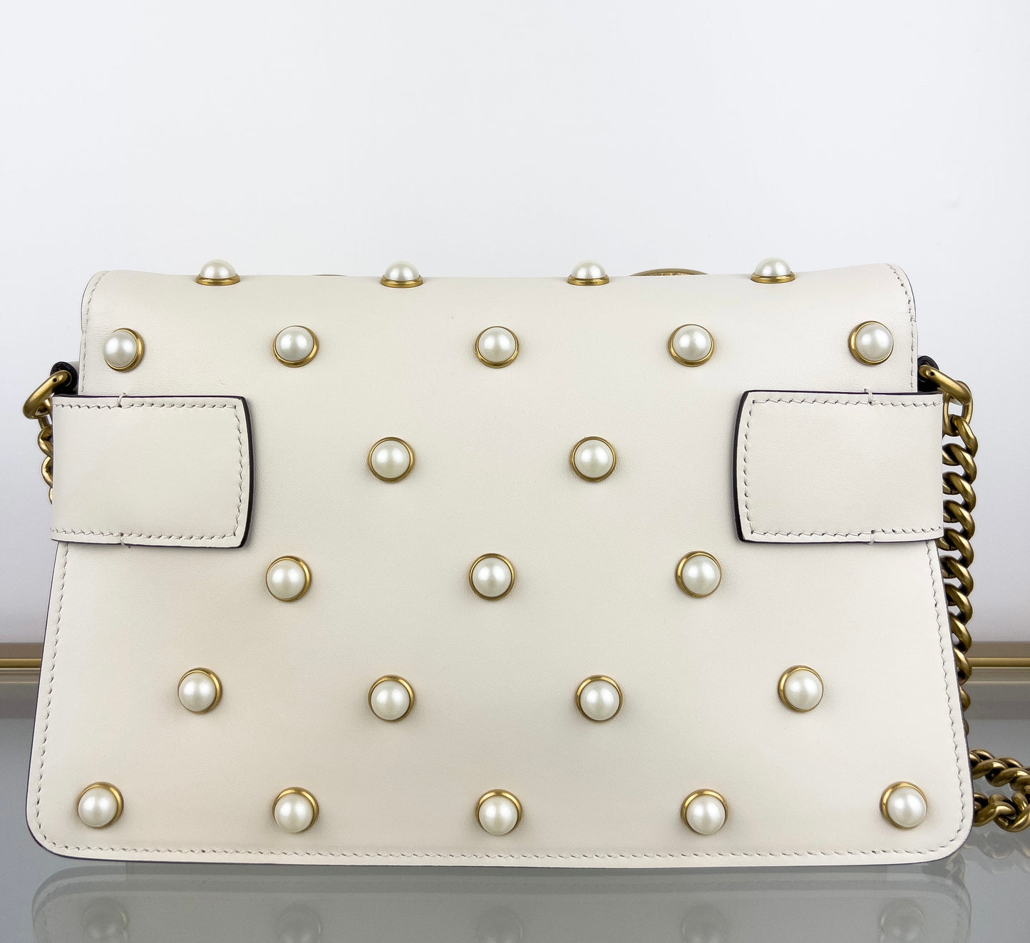Gucci Broadway Pearly Bee Shoulder Bag Embellished Leather