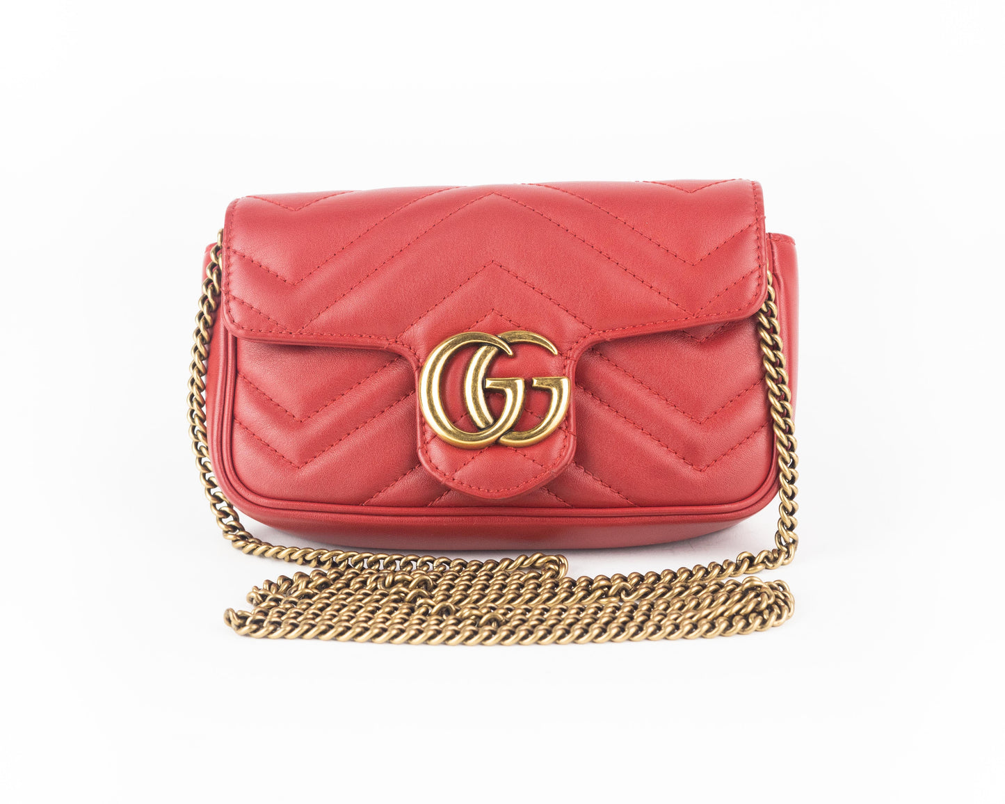 Gucci gg Marmont Leather Super Mini Bag Red