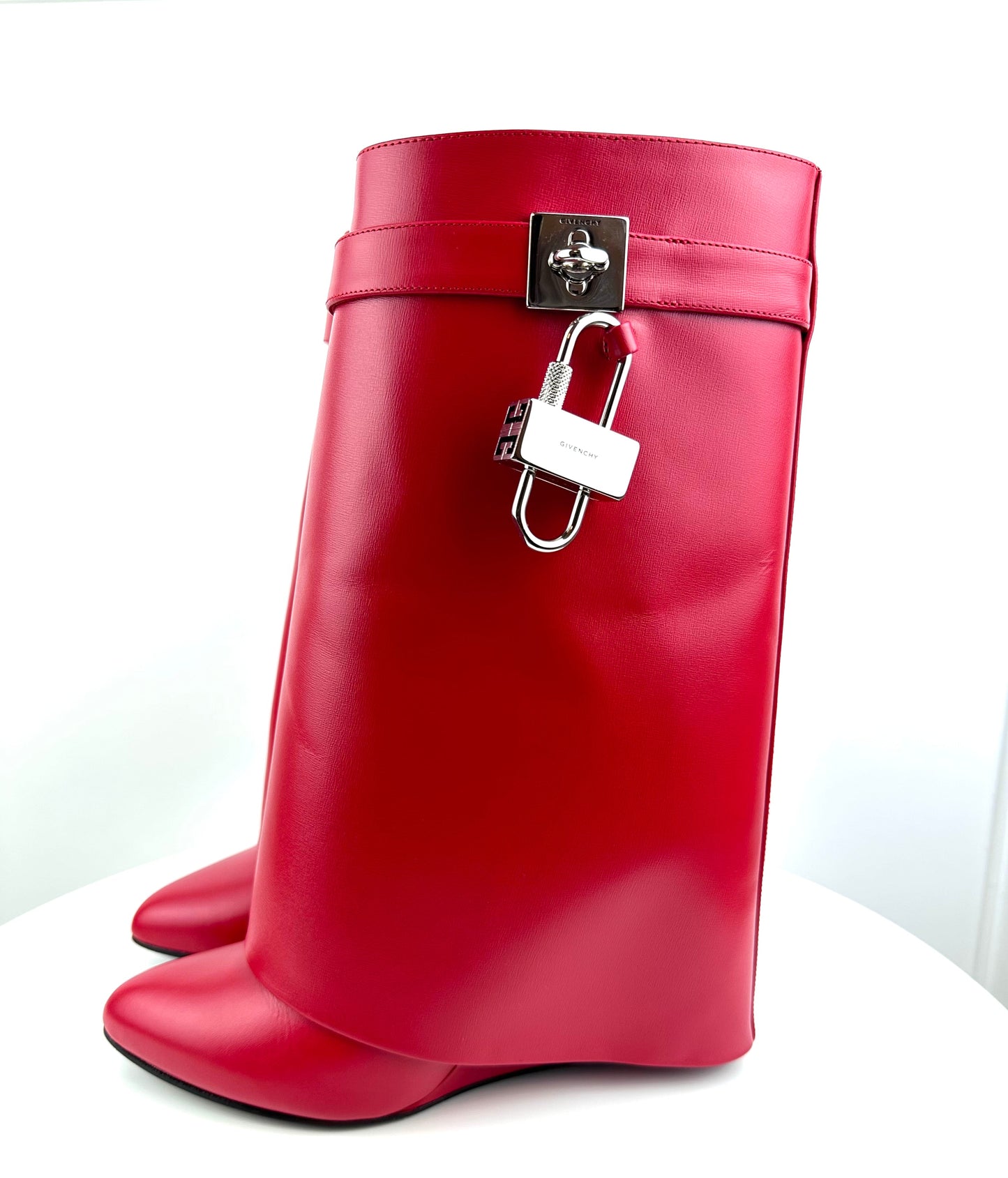 Givenchy Shark Lock Ankle Boots in Red Leather