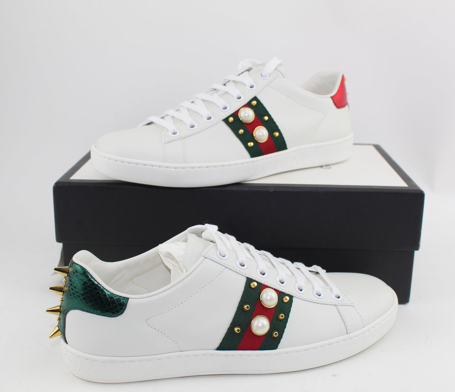 GUCCI ACE STUDDED LEATHER SNEAKERS SIZE 37.5