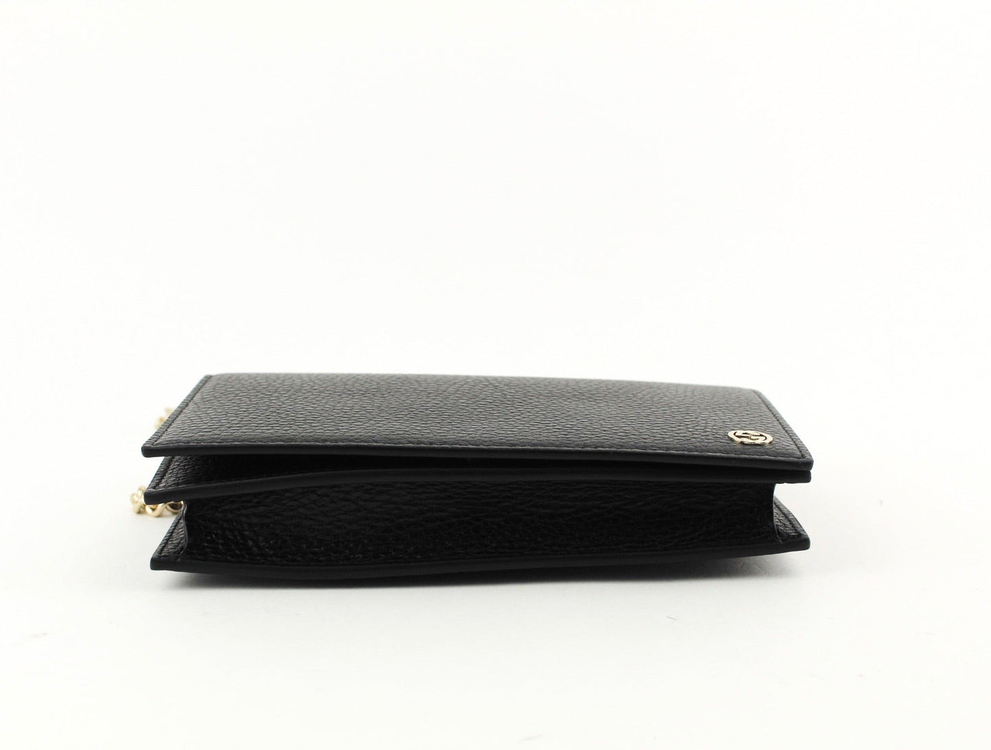 GUCCI GG MARMONT LEATHER CHAIN BAG BLACK
