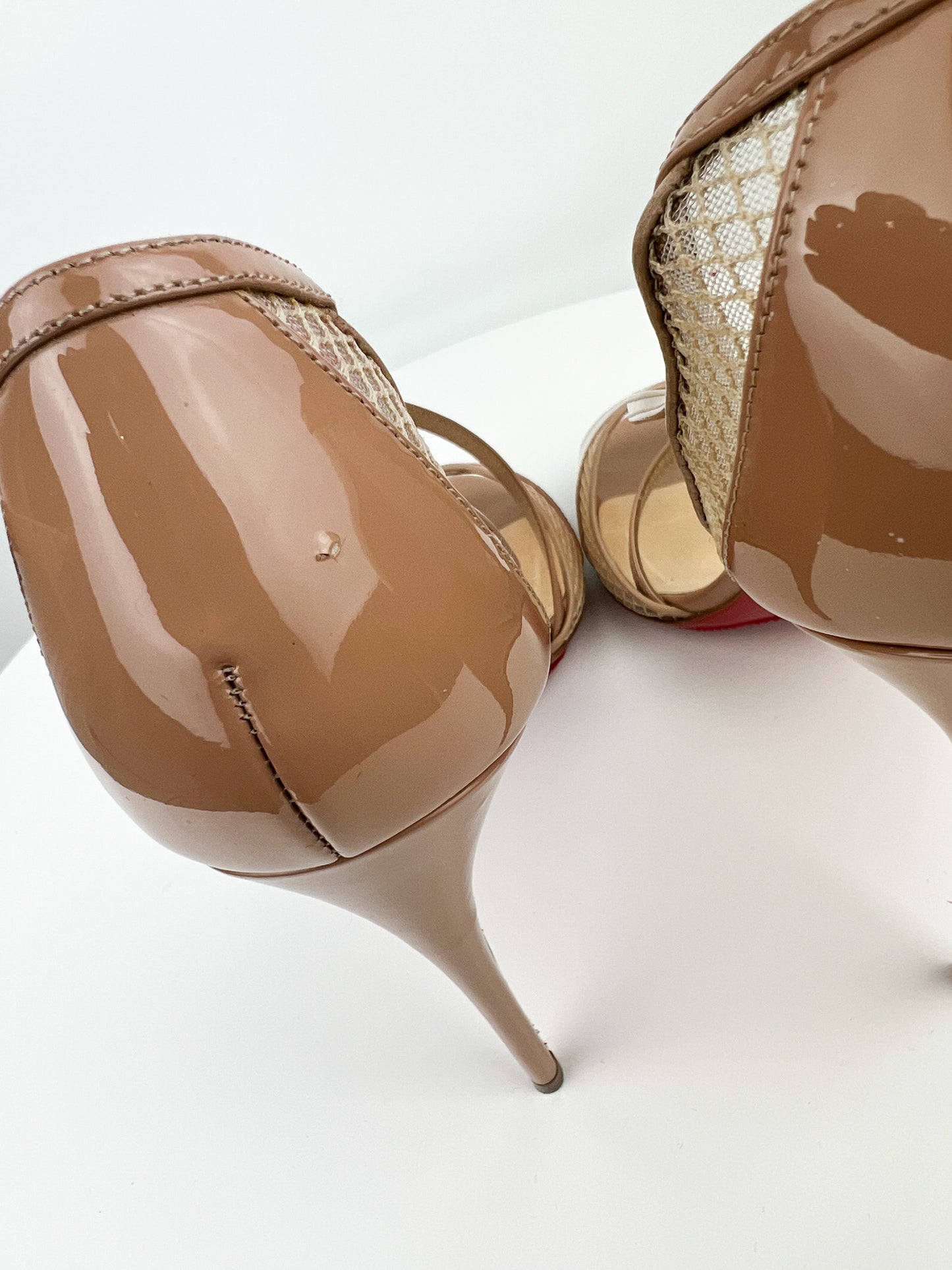 Christian Louboutin Slikova 100 Patent/ Rete Mini Resille/ Kid