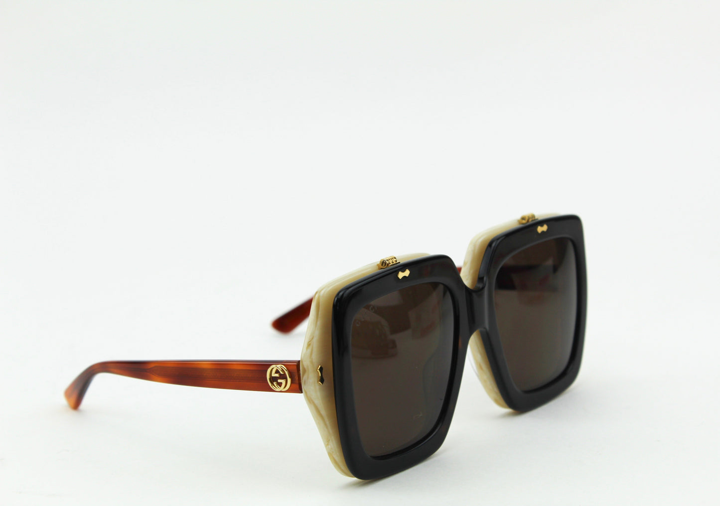 Gucci Flip Up Havana Beige Square Sunglasses