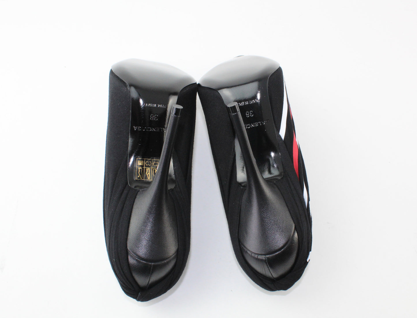 Balenciaga black campaign logo knife heels