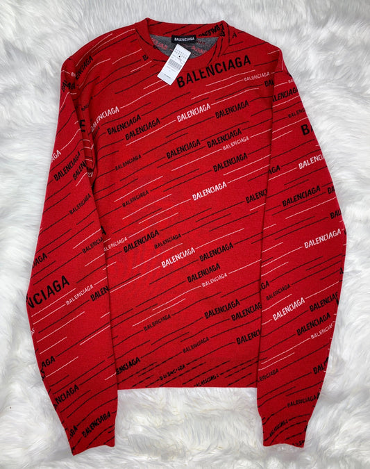 Balenciaga Logo Print Wool Jumper