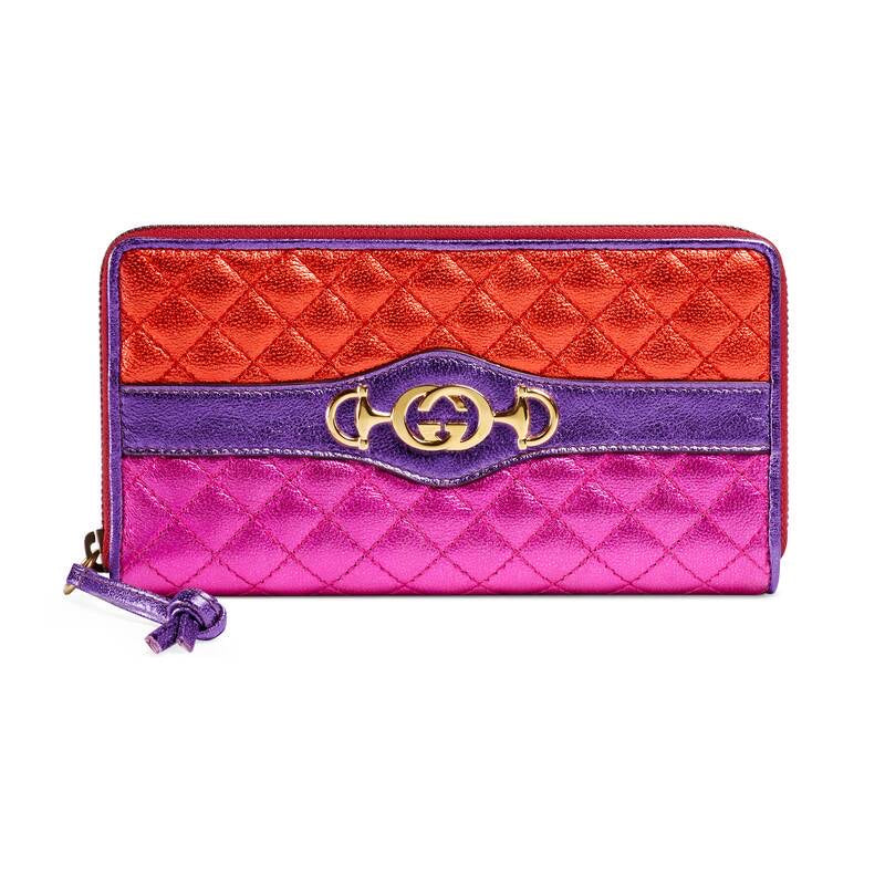 GUCCI LAMINATED  ZIP AROUND WALLET