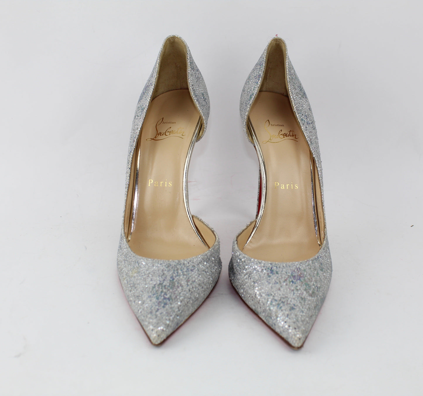 CHRISTIAN LOUBOUTIN IRIZA HALF D'ORSAY GLITTER PUMP SIZE 39