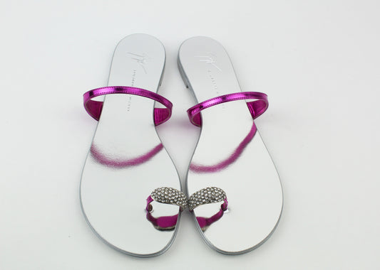Giuseppe Zanotti Metallic Flat Toe Ring Sandals