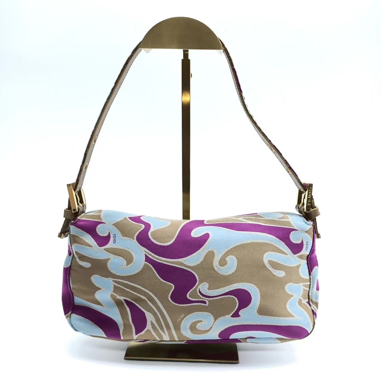 FENDI Baguette Multicolor Purple Fabric with Psychedelic prints