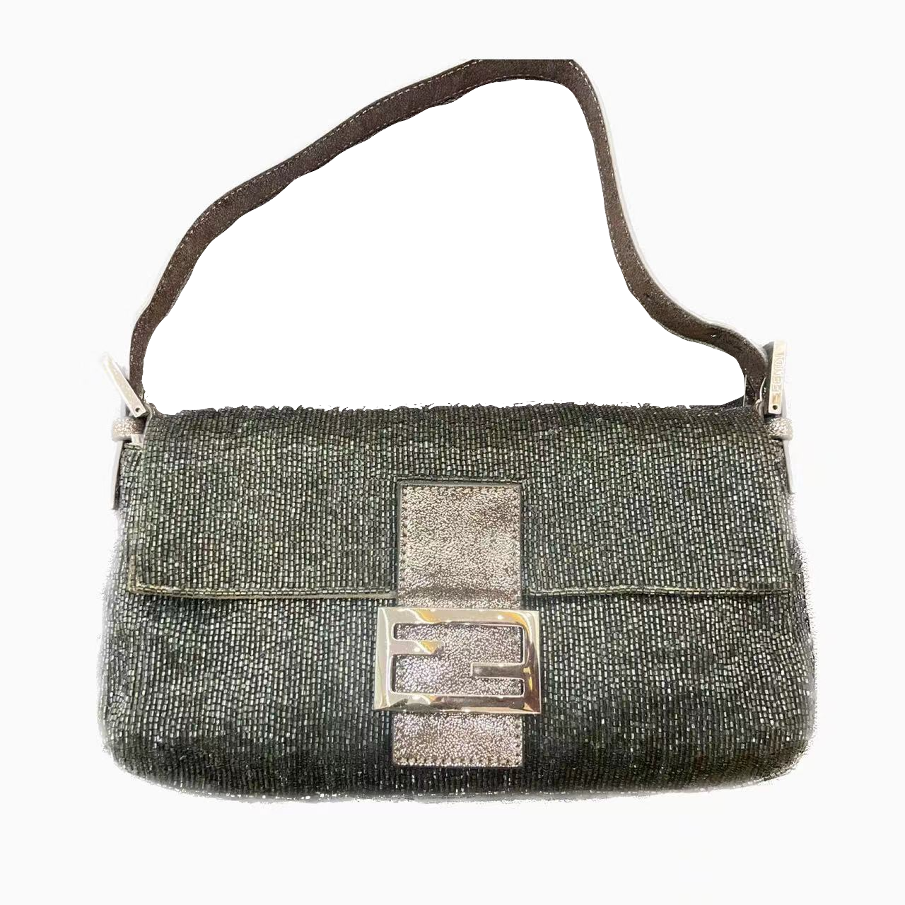 Fendi Baguette Glitter Gunmetal black glitter