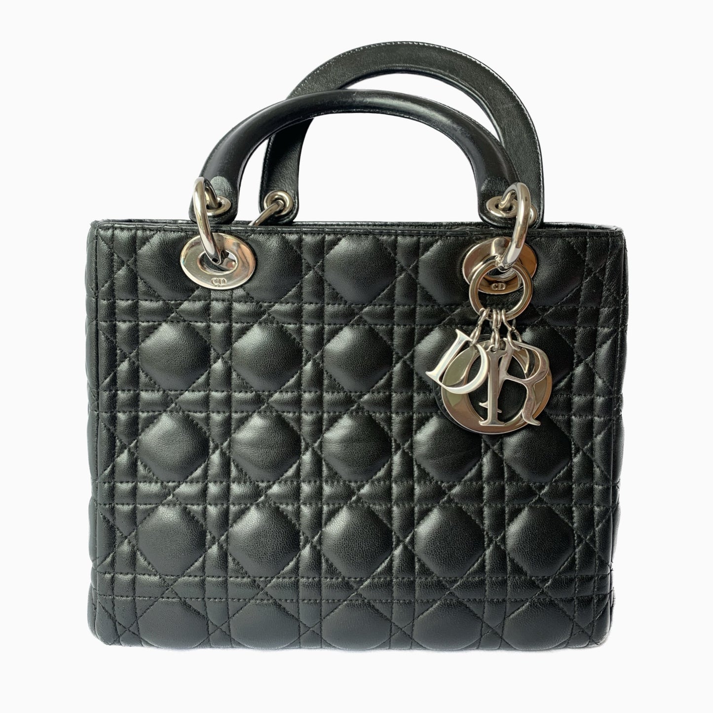 Lady Dior Medium Black Cannage Lambskin Leather