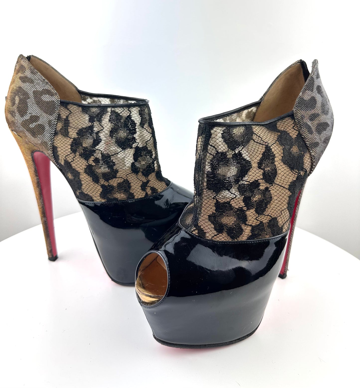 Christian Louboutin Lace Peep Booties