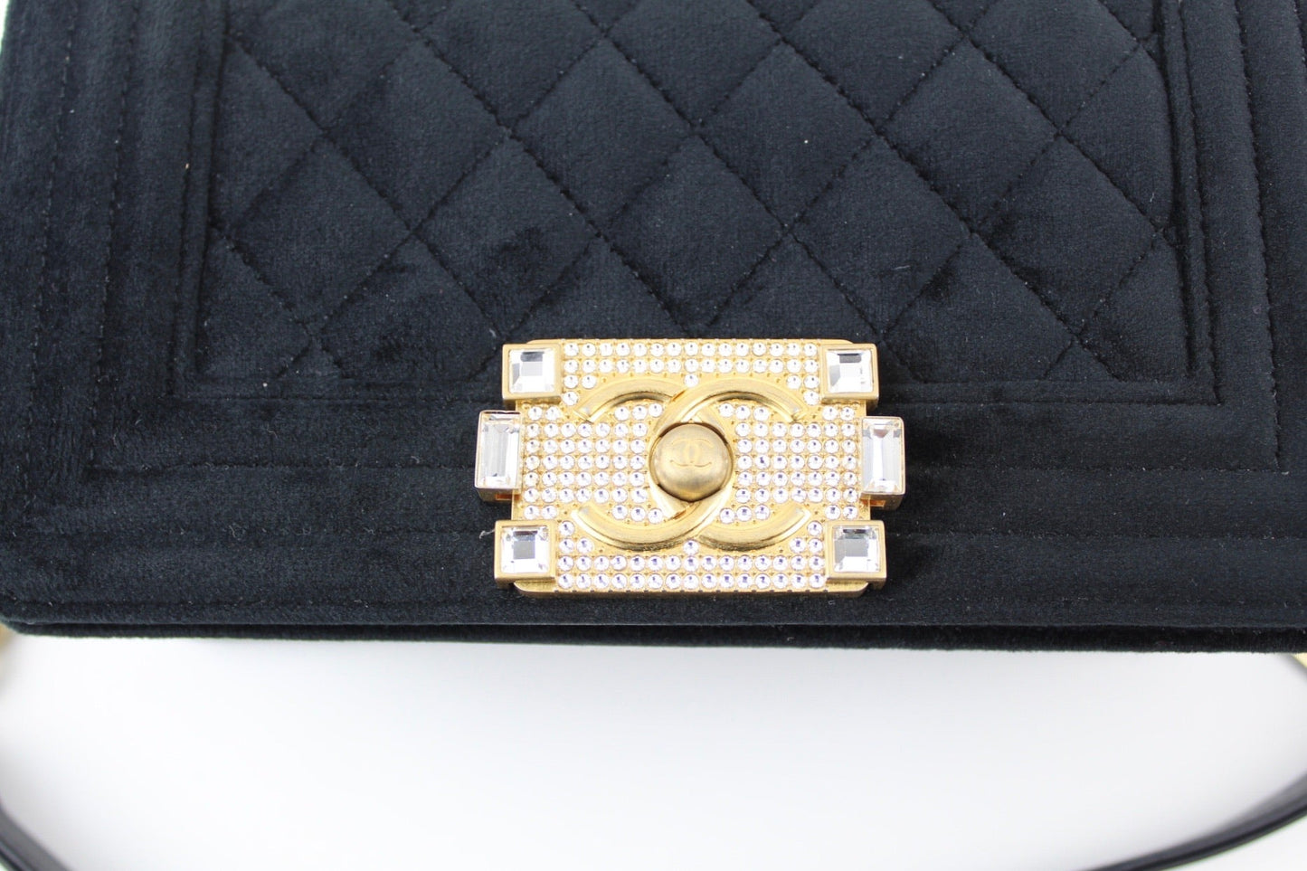 Chanel Small Boy Velvet Black/ Gold