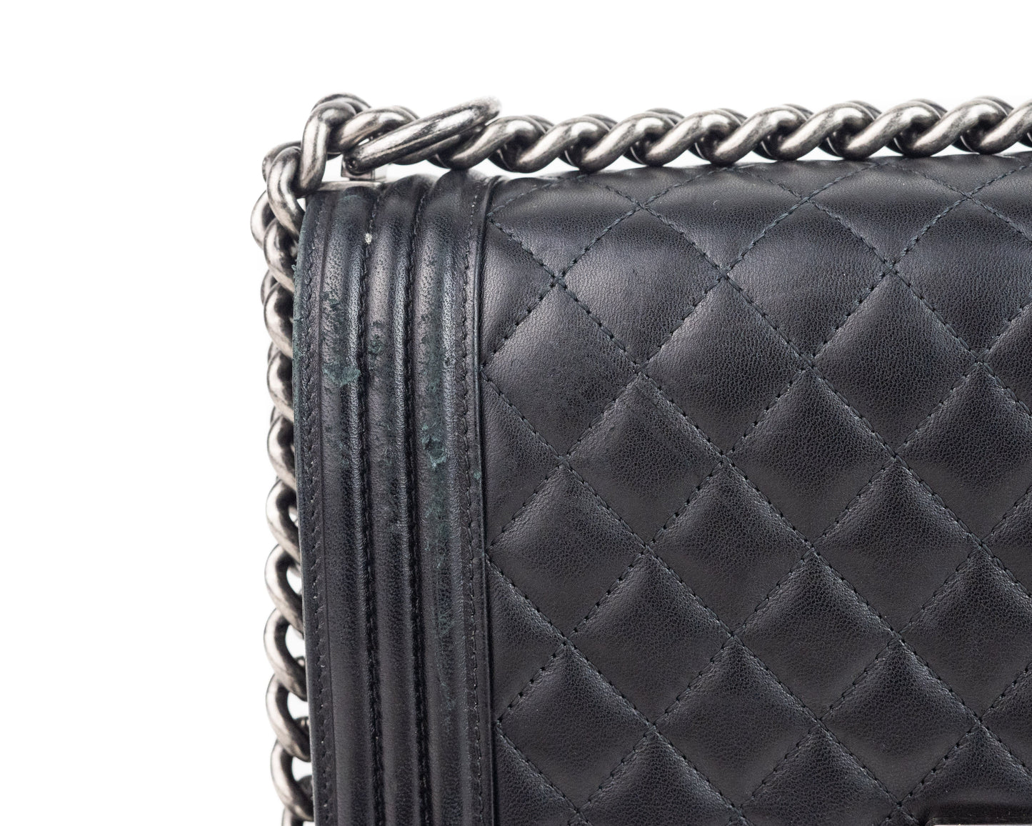 Chanel Medium Grained Calfskin Boy Bag with silver hardware
