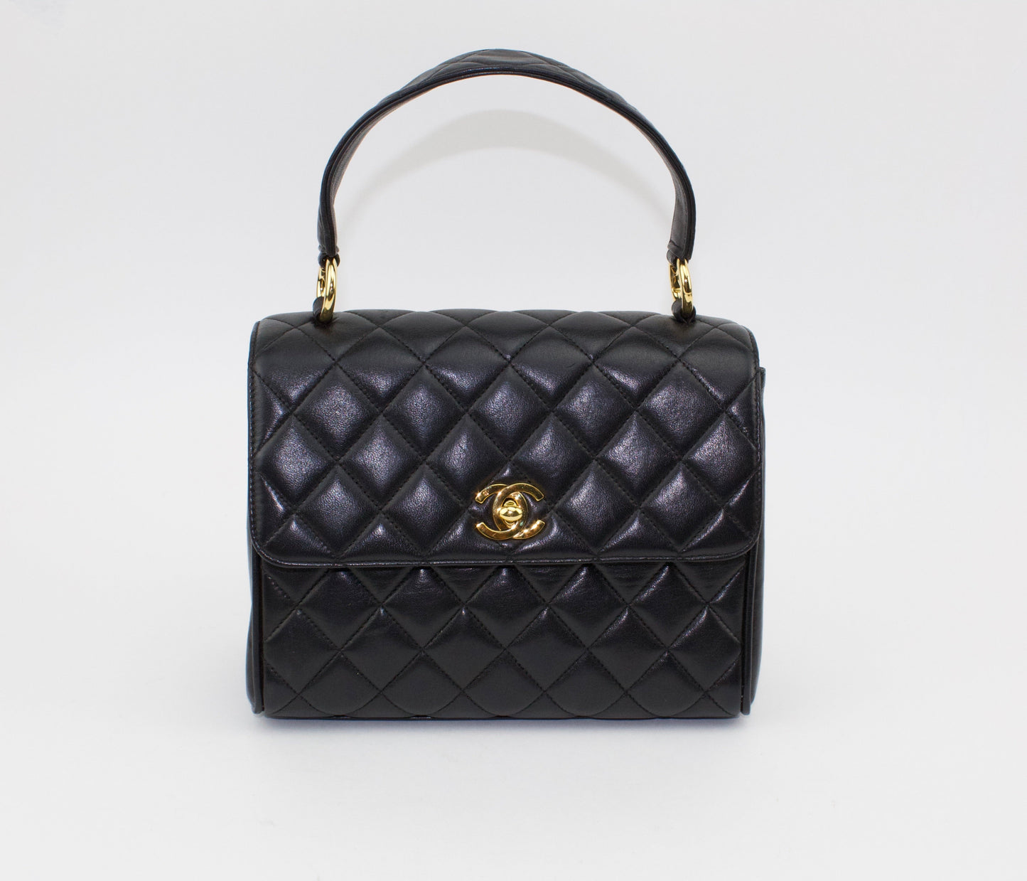 CHANEL VINTAGE TWIN TOP HANDLE FLAP BAG