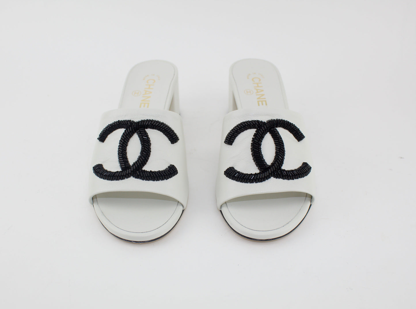 Chanel CC Logo Mule Block Heels