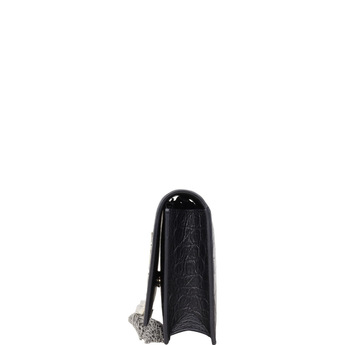 Saint Laurent Kate Tassel Chain Wallet Croc-Embossed