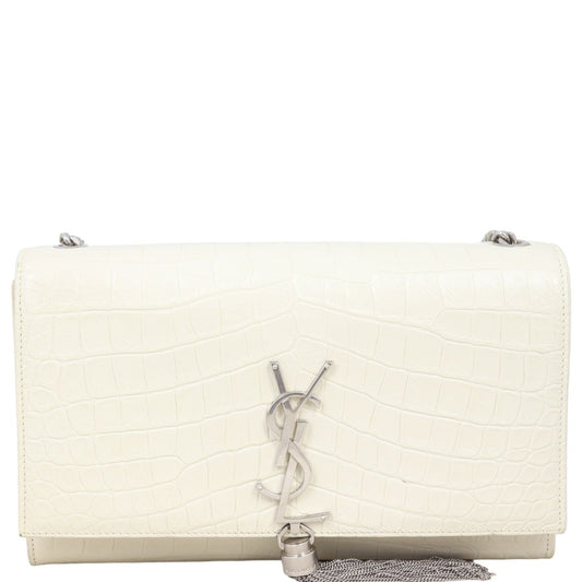 Saint Laurent Kate Tassel Medium Chain Bag Croc-Embossed