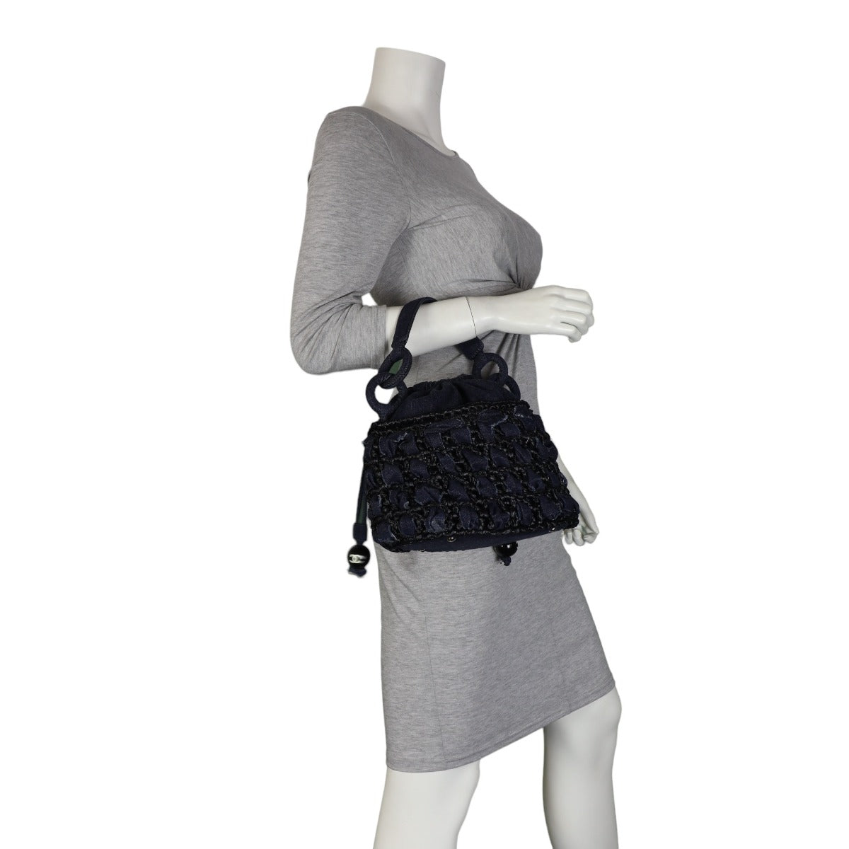 Chanel Denim Raffia Bucket Bag
