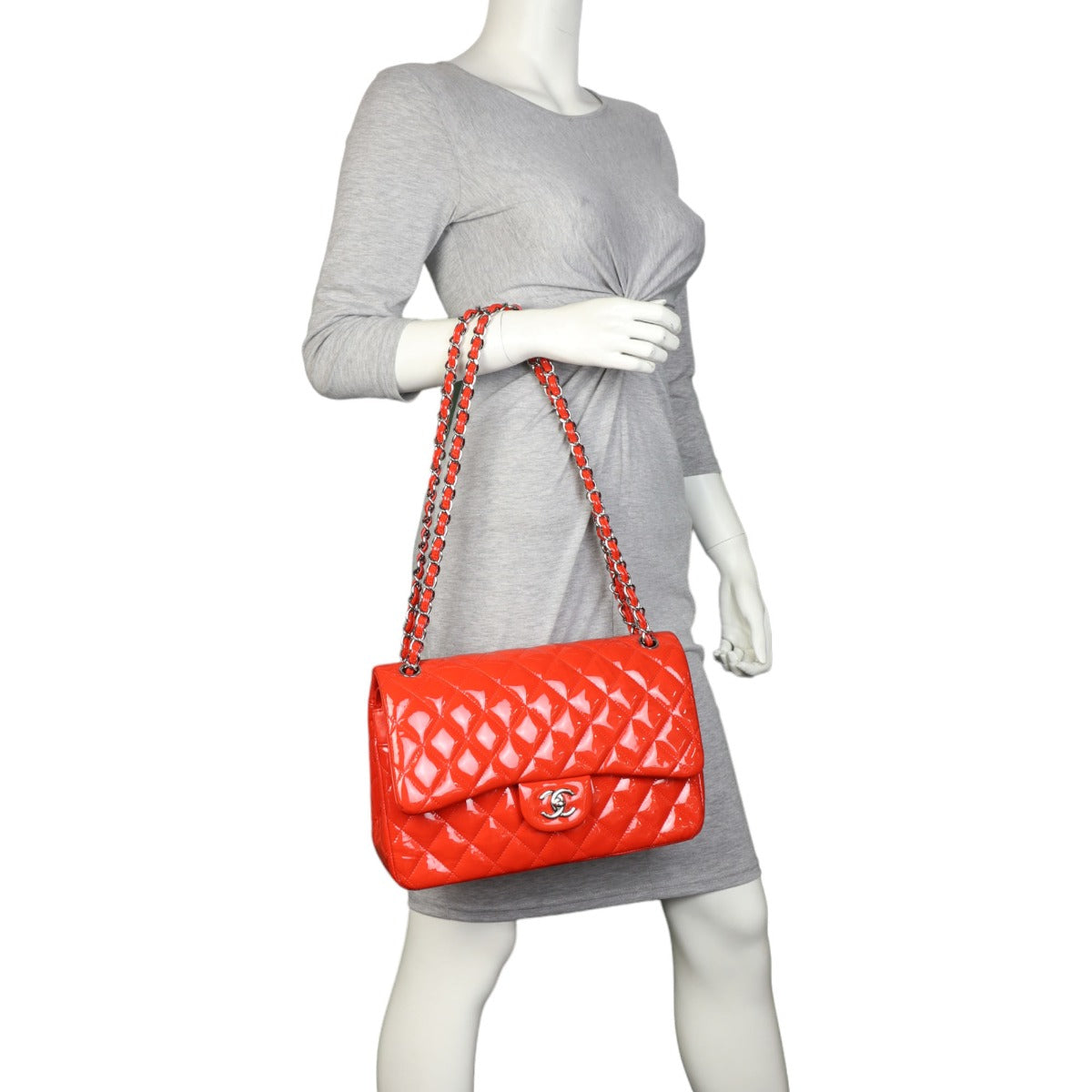 Chanel Classic Double Flap Jumbo Patent | Red
