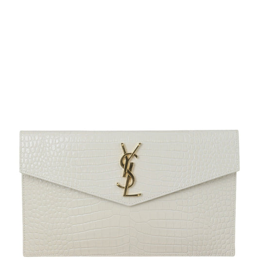 Saint Laurent Uptown Pouch Croc-Embossed