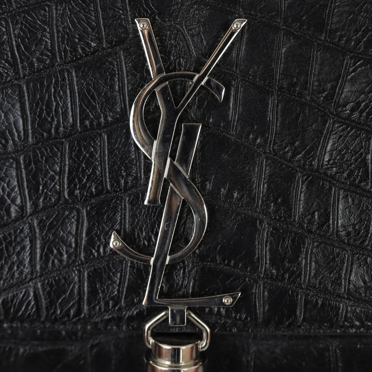 Saint Laurent Kate Tassel Chain Bag Medium Croc-Embossed
