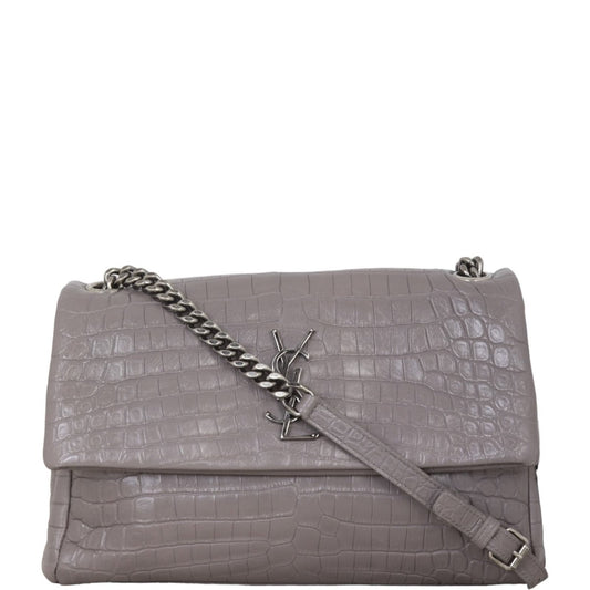 Saint Laurent West Hollywood Croc-Embossed Medium