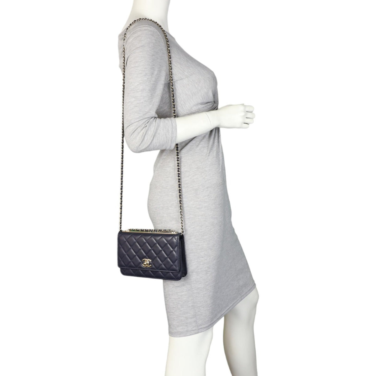Chanel CC Trendy Wallet on Chain | Deep Navy Blue