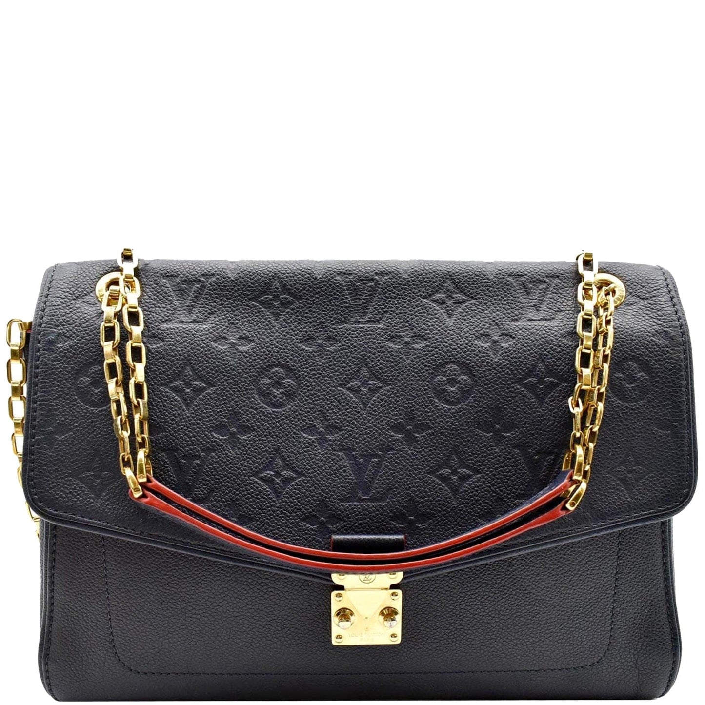 LOUIS VUITTON Saint Germain MM Monogram Empreinte Leather Shoulder Bag Black