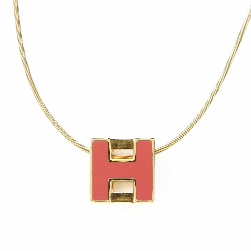 HERMES Necklace metal gold H cube Cardue Ash Women