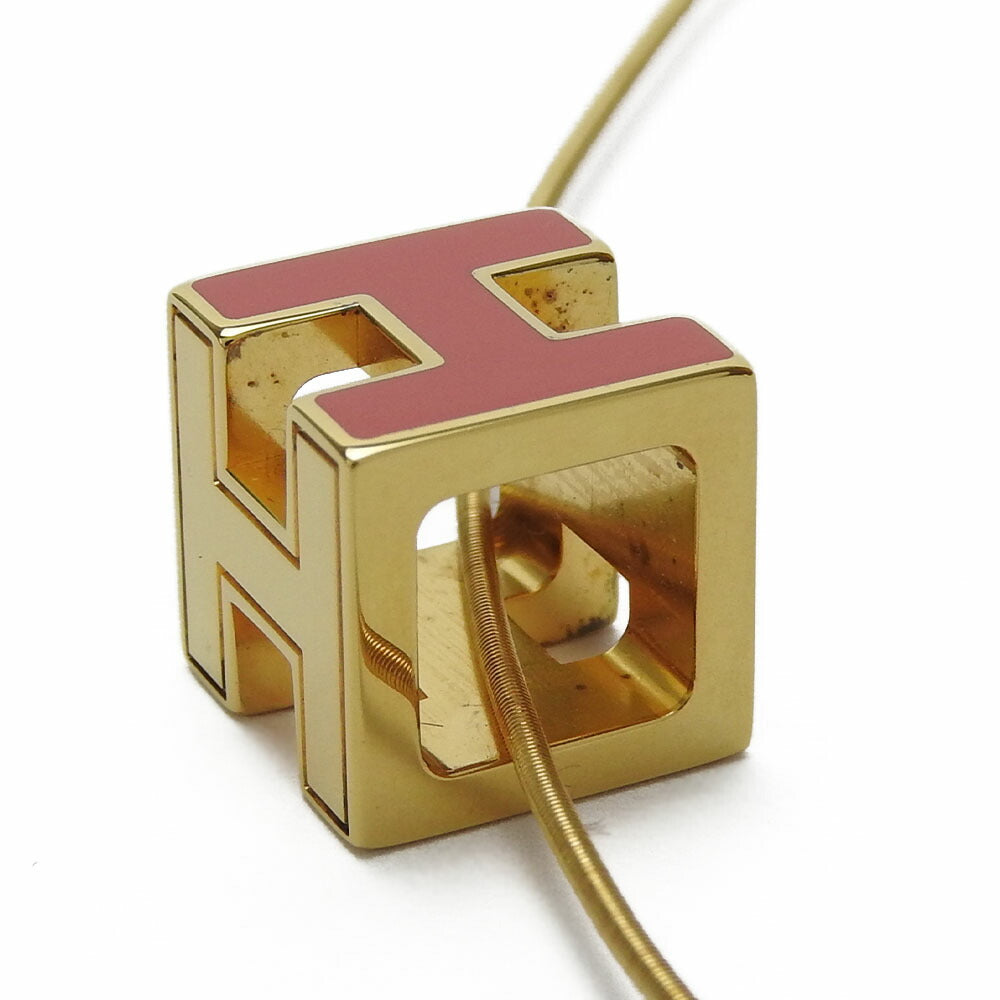 HERMES Necklace metal gold H cube Cardue Ash Women