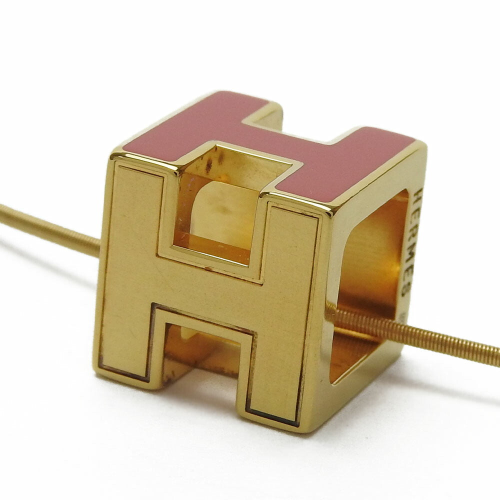 HERMES Necklace metal gold H cube Cardue Ash Women