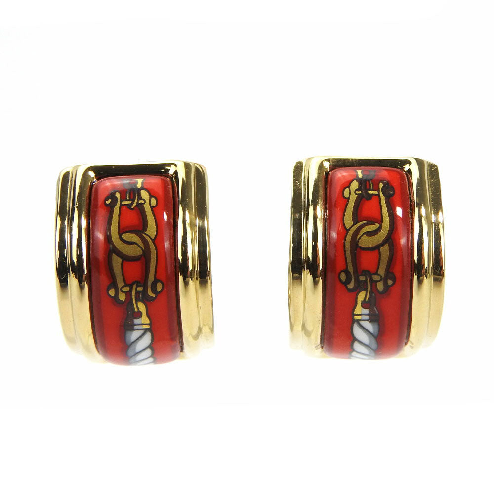 HERMES Earring Enamel, Metal Red Emile Women