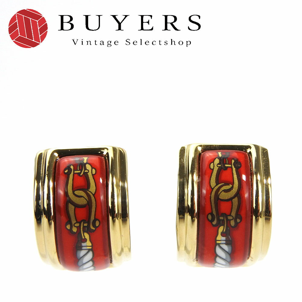 HERMES Earring Enamel, Metal Red Emile Women