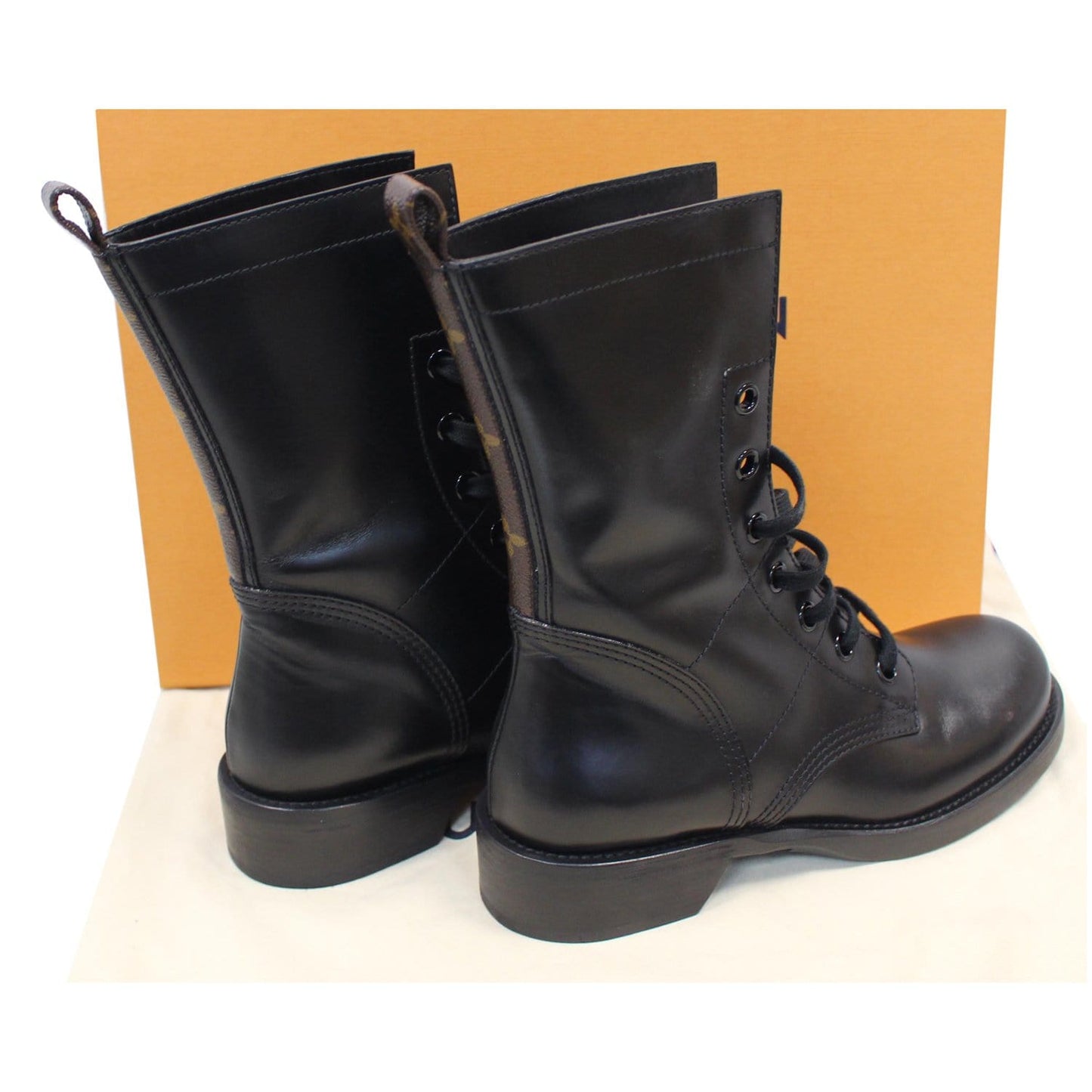 LOUIS VUITTON Metropolis Flat Ranger Monogram Combat Boot Black