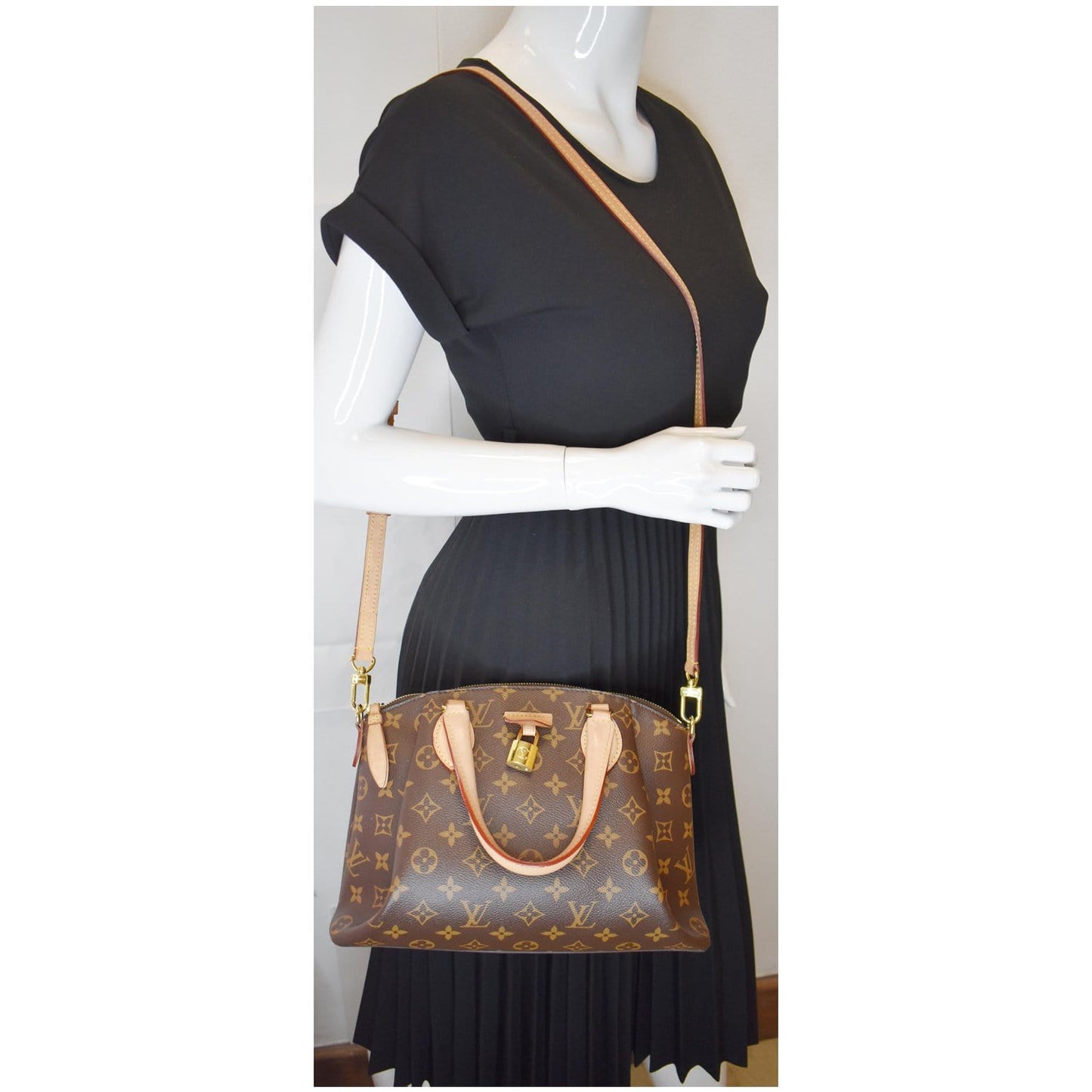 LOUIS VUITTON Rivoli PM Monogram Canvas Shoulder Bag Brown