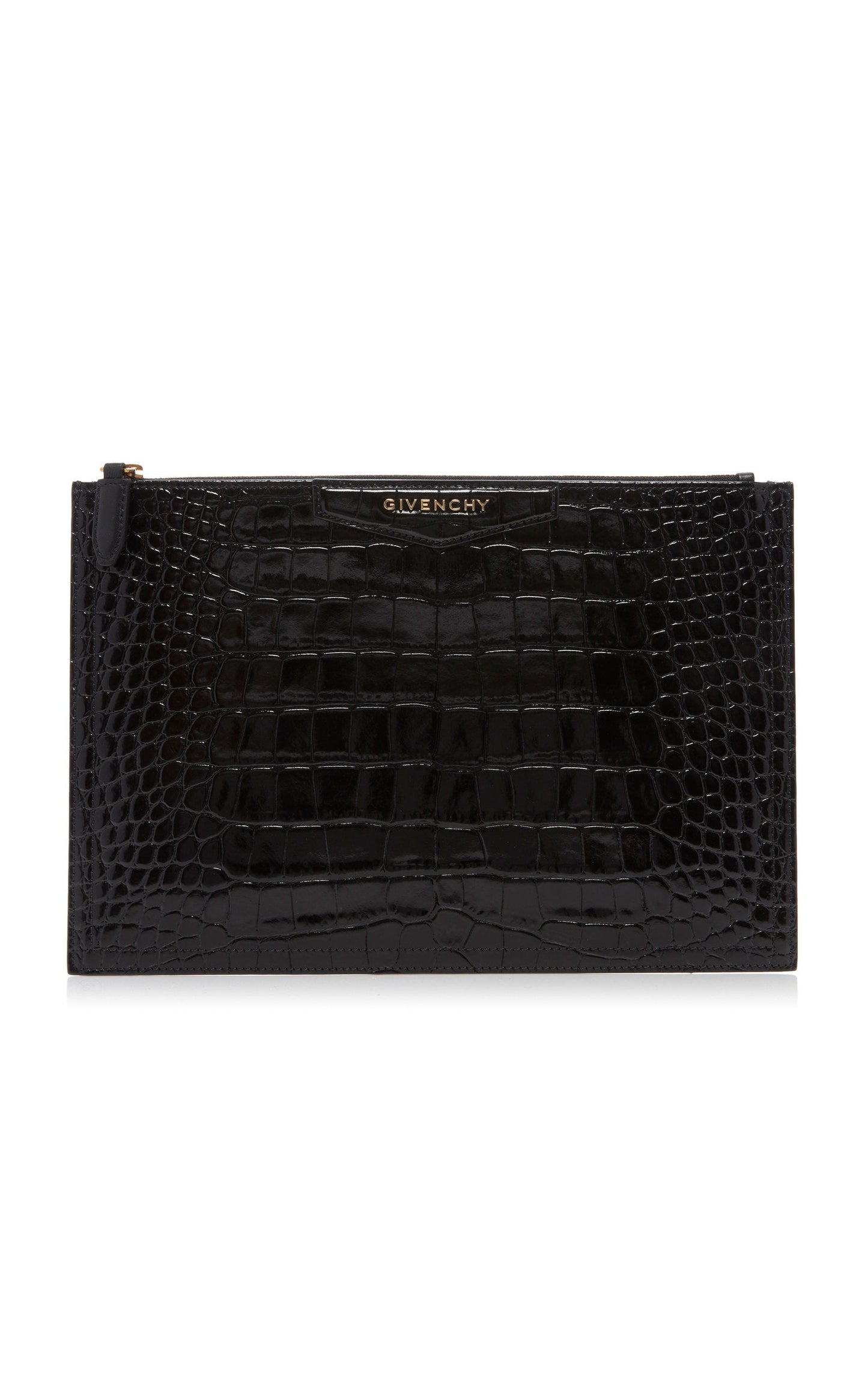 GIVENCHY ANTIGONA  CROC-EMBOSSED LEATHER POUCH