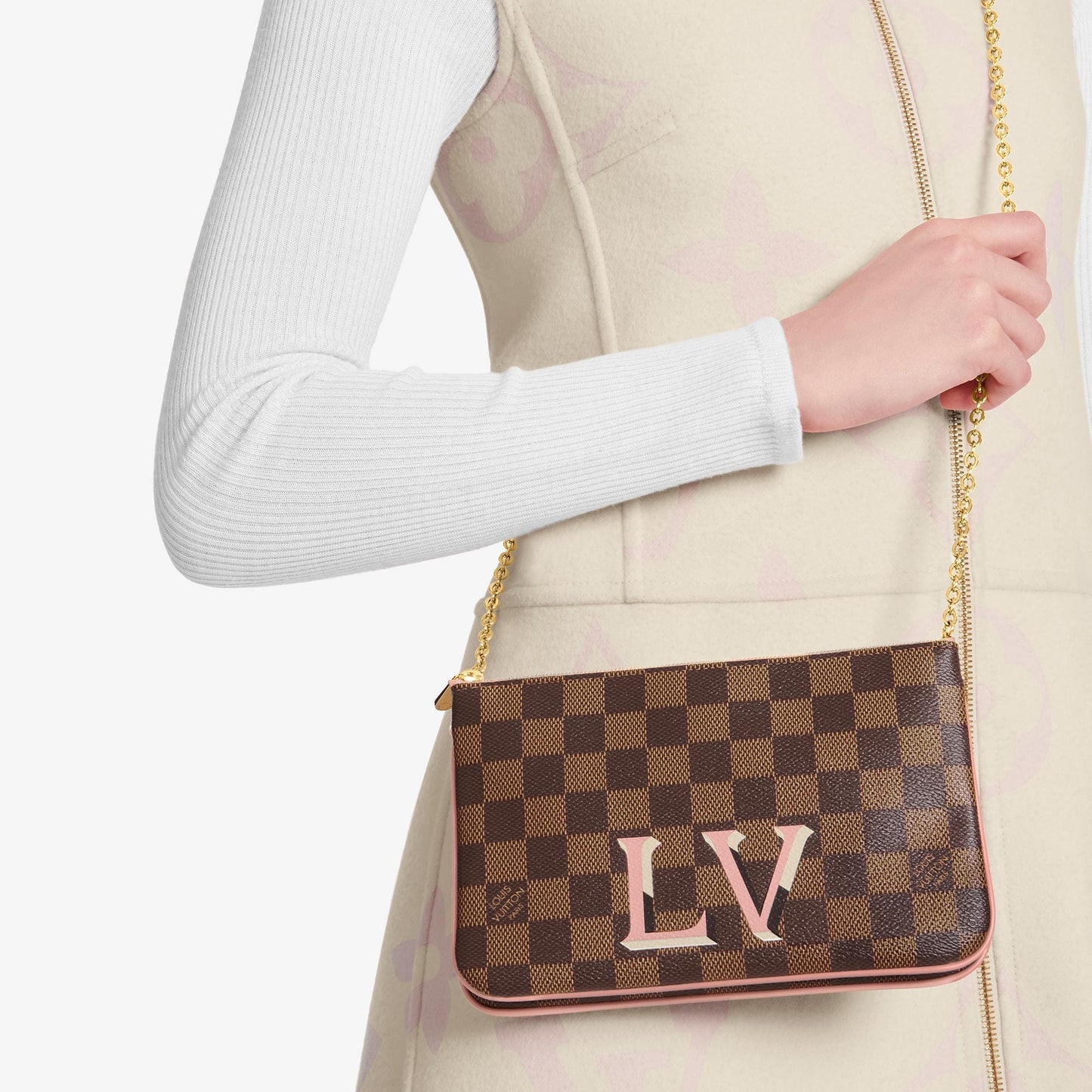 Louis Vuitton DAMIER EBÃNE Double Zip Pochette