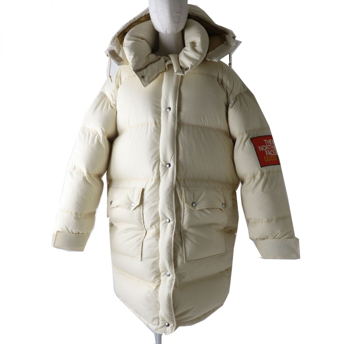 GUCCI Down jacket Outer: 88% nylon, Outer: 12% polyurethane, Lining: 100% nylon, Filling: 80% down, Filling: 20% feather, Part: 100% polyester Ivory Women S