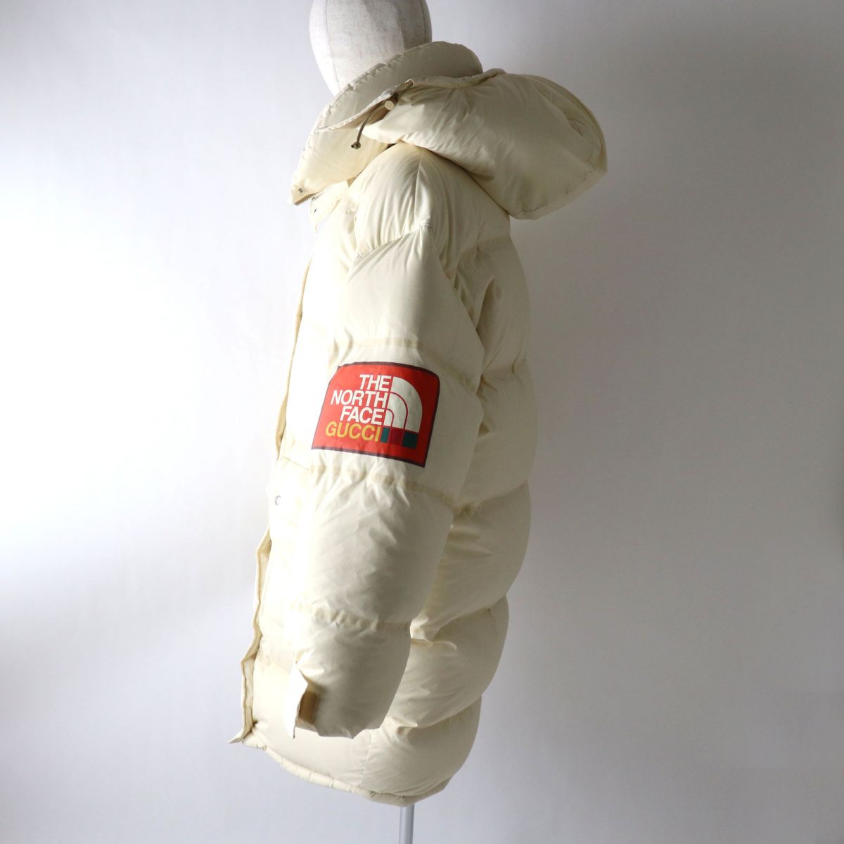 GUCCI Down jacket Outer: 88% nylon, Outer: 12% polyurethane, Lining: 100% nylon, Filling: 80% down, Filling: 20% feather, Part: 100% polyester Ivory Women S