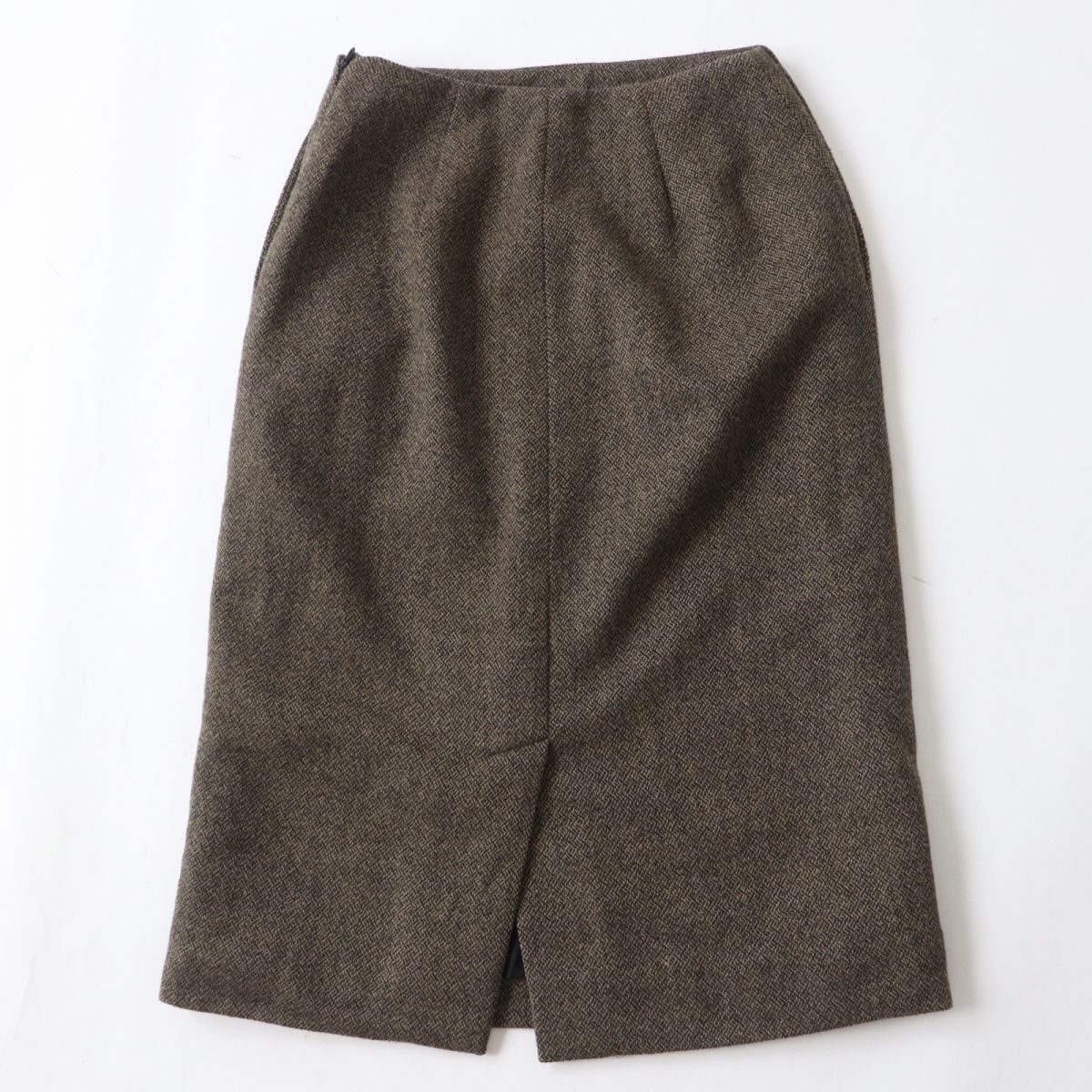 HERMES skirt Outer: 85% wool, Outer: 15% cashmere, Lining: 100% silk Brown x Black type Women 34