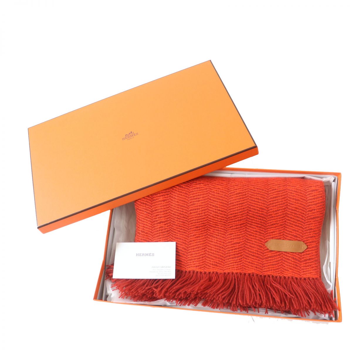 HERMES Scarf Main: 100% cashmere Vermilion Women