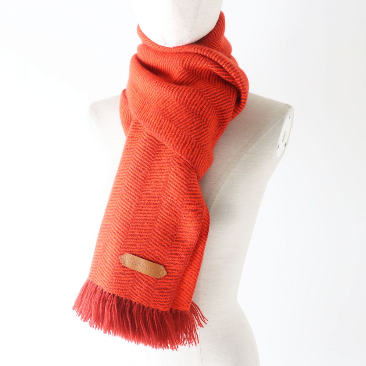 HERMES Scarf Main: 100% cashmere Vermilion Women