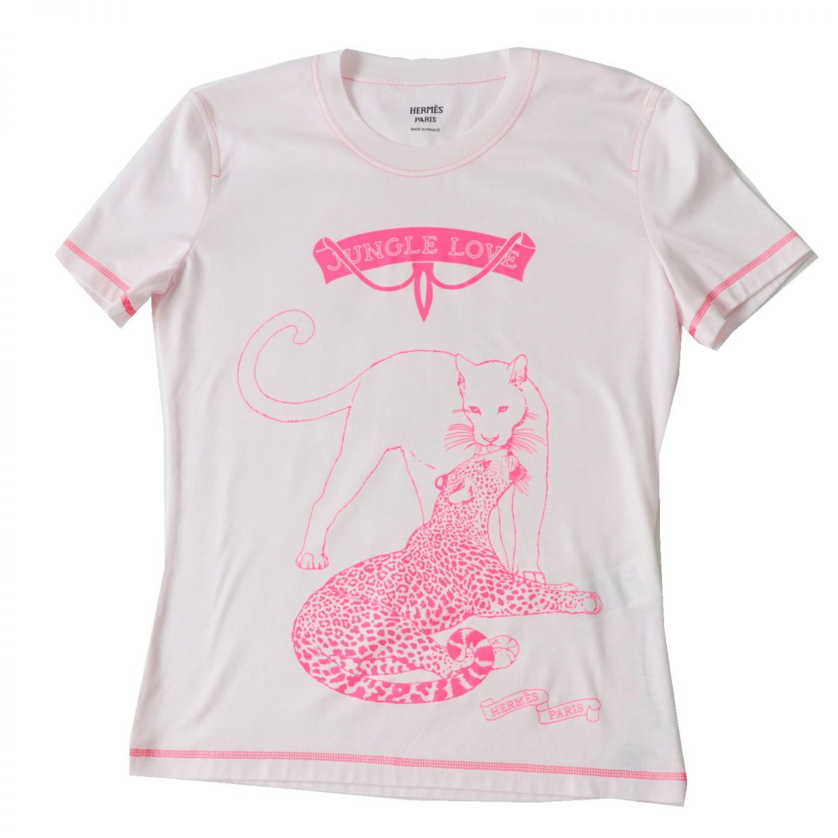 HERMES Cut Main: 100% cotton Baby pink Jungle love Women 34