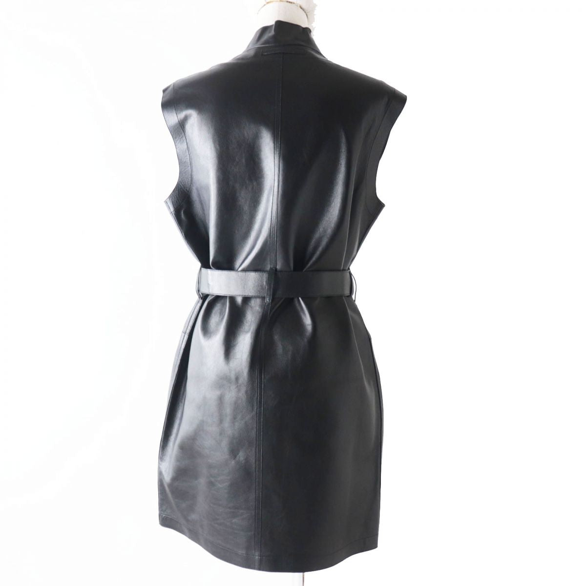 HERMES Vest Lamb leather black Women 36